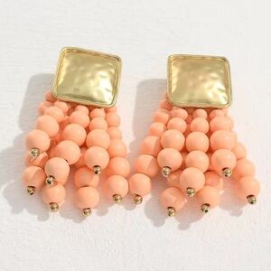 Zara Peach Cascade Beaded Earrings
